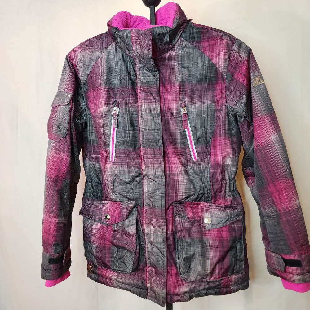 ZeroXposur Girls Pink Coat or Jacket, Size XL.  Gray & Pink Plaid Pattern